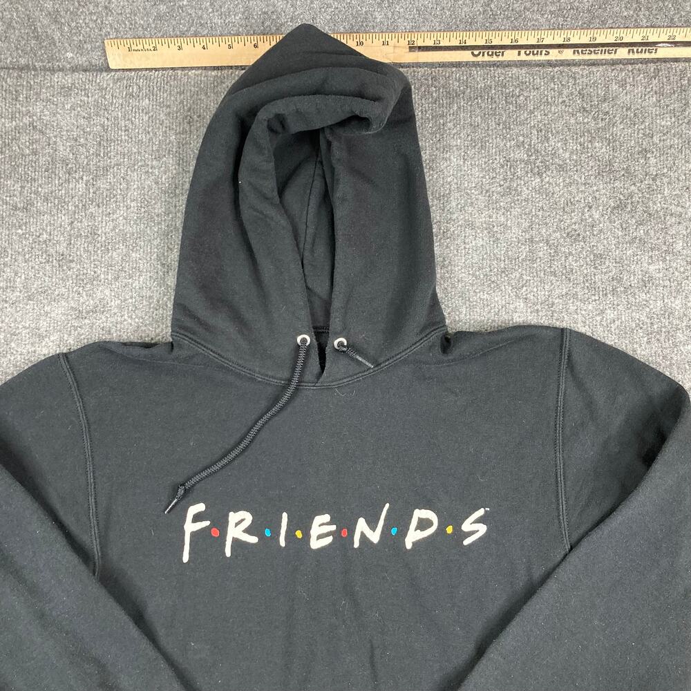 Friends Hoodie Mens Size S Black‎ Pullover Logo TV Show Warner Bros Sweatshirt